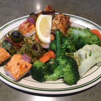 Carpo's Restaurant - Seafood Kabob with Pasta and Steamed Vegetables - American Near Me - Soquel, California Carpo's Restaurant - Seafood Kabob with Pasta and Steamed Vegetables - American Near Me - Soquel, California