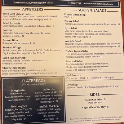 Menu photo 6 Forbes Tavern Pittsburgh, PA Menu photo 6 Forbes Tavern Pittsburgh, PA