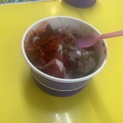 Squatchee's Scoops & Swirls - Half eaten frozen yogurt