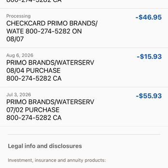 Sparkletts Water - Charges that don't line up with service - Water Delivery Near Me - Los Angeles, California