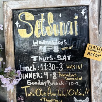 Setsunai - Hours as of May 2025 - Noodles Near Me - Lopez Island, Washington