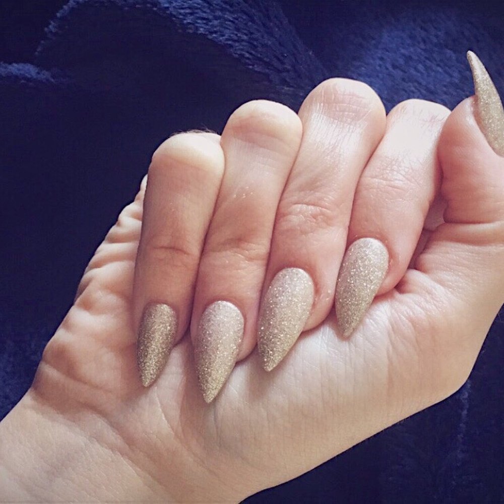 sparkly champagne stiletto nails sparkly champagne stiletto nails
