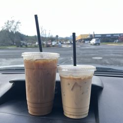  Hillbilly Brews Espresso - 24oz americano with soy milk, 16oz latte with honey and cinnamon