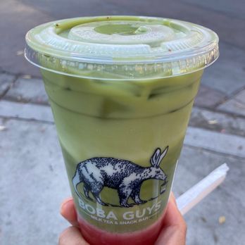 Boba Guys - Strawberry Matcha latte - Bubble Tea Near Me - Los Altos, California