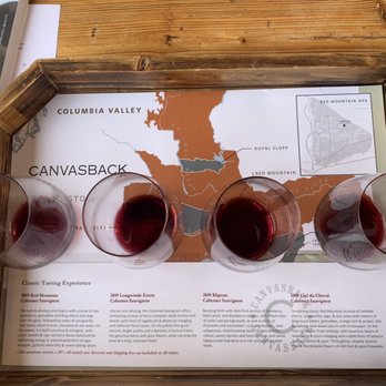 Canvasback - four glasses of wine on a table - Wineries Near Me - Walla Walla, Washington