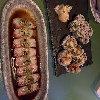 Morimoto - Hamachi Ponzu Soft Shell Crab Roll Spicy Crunchy Yellowtail Roll* - Japanese Near Me - Philadelphia, Pennsylvania Morimoto - Hamachi Ponzu Soft Shell Crab Roll Spicy Crunchy Yellowtail Roll* - Japanese Near Me - Philadelphia, Pennsylvania
