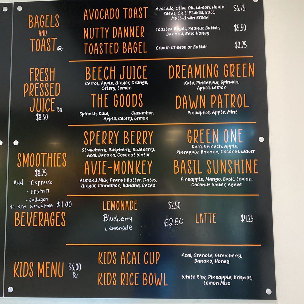 Beech - Drinks and other menu items. Photo taken 2/24/2022 - Juice Bars & Smoothies Near Me - Charleston, South Carolina Beech - Drinks and other menu items. Photo taken 2/24/2022 - Juice Bars & Smoothies Near Me - Charleston, South Carolina