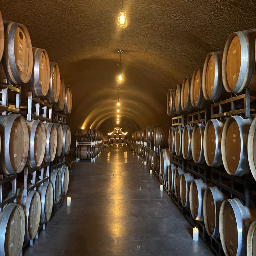 Joseph Cellars Winery - rows of wine barrels - Wine Tours Near Me - Calistoga, California Joseph Cellars Winery - rows of wine barrels - Wine Tours Near Me - Calistoga, California