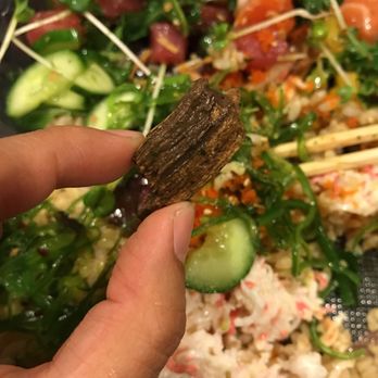 Ahipoki - Half&Half: brown rice with a salad. Also included, a giant hunk of wood for extra fiber. - Seafood Near Me - Temple City, California