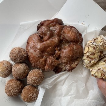 Revolution Doughnuts - Apple fritter (V), Toasted Almond cake (V), Apple Cider Bites (V) - Donuts Near Me - Atlanta, Georgia Revolution Doughnuts - Apple fritter (V), Toasted Almond cake (V), Apple Cider Bites (V) - Donuts Near Me - Atlanta, Georgia