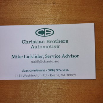 Christian Brothers Automotive Evans - Great service and He was very polite! - Auto Repair Near Me - Evans, Georgia Christian Brothers Automotive Evans - Great service and He was very polite! - Auto Repair Near Me - Evans, Georgia