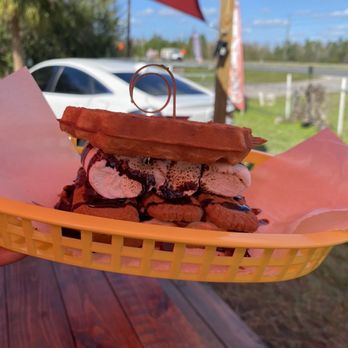 Bee Coffee - S'mores honeycomb waffle sandwich - Coffee & Tea Near Me - Land O Lakes, Florida