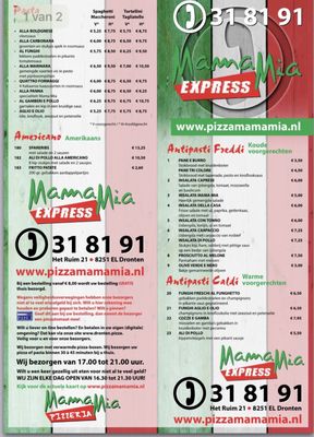 Menu photo 2 Restaurant Pizzeria Mama Mia Dronten, FL Menu photo 2 Restaurant Pizzeria Mama Mia Dronten, FL