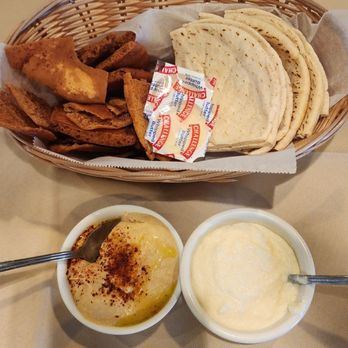 Golden Skewer - Pita chip & bread with garlic spread and hummus - Middle Eastern Near Me - Montebello, California Golden Skewer - Pita chip & bread with garlic spread and hummus - Middle Eastern Near Me - Montebello, California