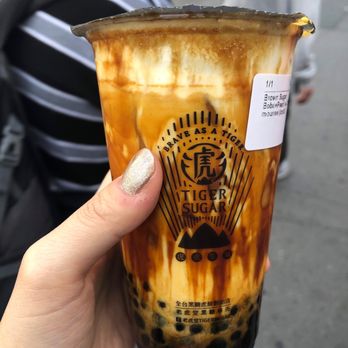 Tiger Sugar - Brown sugar boba + pearl with cream mousse. - Bubble Tea Near Me - Flushing, New York