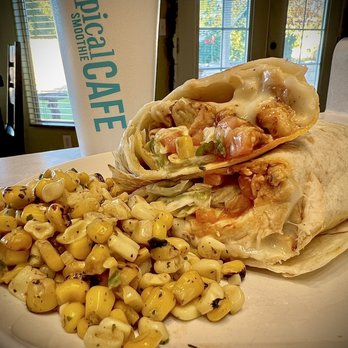 Tropical Smoothie Cafe - Buffalo chicken wrap and jalapeño corn - Juice Bars & Smoothies Near Me - Cullman, Alabama