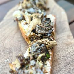 Barcelona Wine Bar - Wild Mushroom Montadito with lemon ricotta