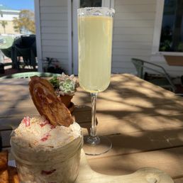 Happy hour drink and pimento cheese- delish!