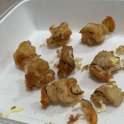 Luci's Chicken -N- Rice - Shrimp fried rice order. Overcooked, hard and rubbery, not deveined