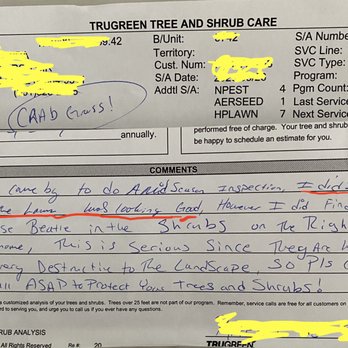 TruGreen Lawn Care - This is the TruGreen specialists report. "I see lawn is looking good" - Tree Services Near Me - Plainfield, Illinois TruGreen Lawn Care - This is the TruGreen specialists report. "I see lawn is looking good" - Tree Services Near Me - Plainfield, Illinois