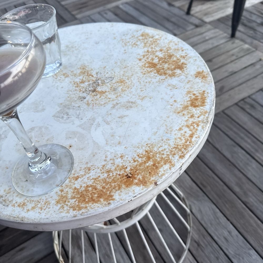 Azotea - Rusty side table - Wine Bars Near Me - Livermore, California