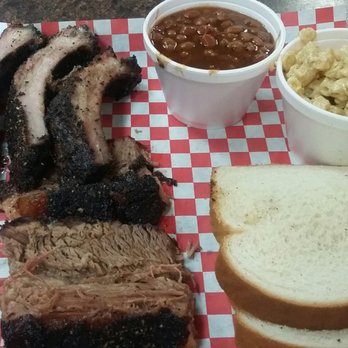 Winners BBQ - Two meat plate $14 Ribs, Brisket, beans and Mac n cheese. - Barbeque Near Me - Plano, Texas