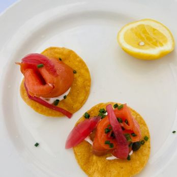 Las Brisas - Salmon eggs Benedict, and a salmon appetizer. - Mexican Near Me - Laguna Beach, California