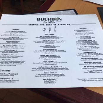 Bourbon On Main - Menu May 2019 - Cocktail Bars Near Me - Frankfort, Kentucky