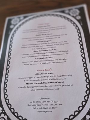 Menu photo 1 Chapter One Depoe Bay, OR