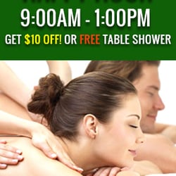 A Plus Spa - Happy Hour 9:00 am - 1:00 pm . Get $10 off or FREE Table Shower.