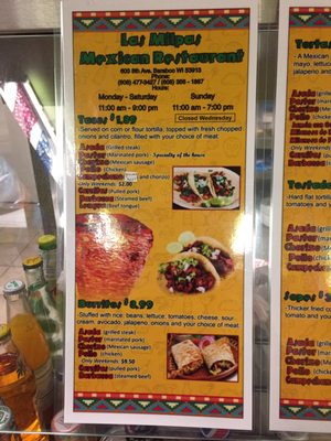 Menu photo 2 Las Milpas Baraboo, WI