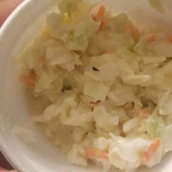Chicken Express - [[ZOOM IN]] This is a photo of a BUG in our coleslaw! Last straw for us...never again! - Fast Food Near Me - Arlington, Texas
