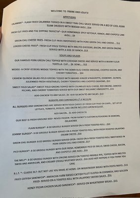 Menu photo 5 Frank & Lola's Bartlesville, OK