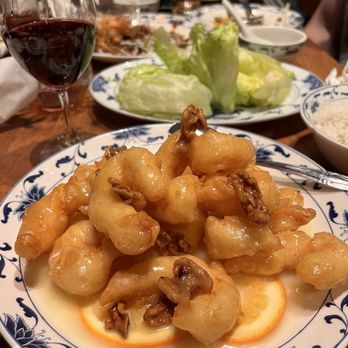 Great China - Walnut Prawns and a glass of vino - Chinese Near Me - Berkeley, California