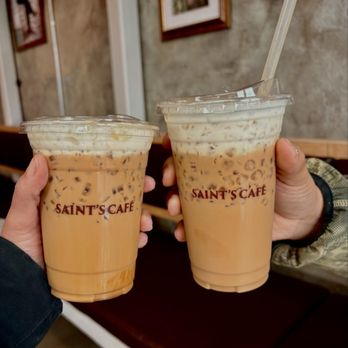 Saint’s Cafe - Regular dulce de leche and large cookie butter - Coffee Roasteries Near Me - Providence, Rhode Island