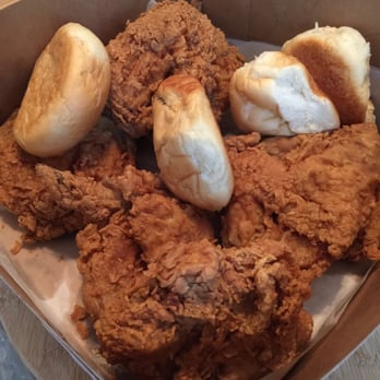 Krispy Chicken - a box of fried chicken and buns - Chicken Shop Near Me - Waco, Texas