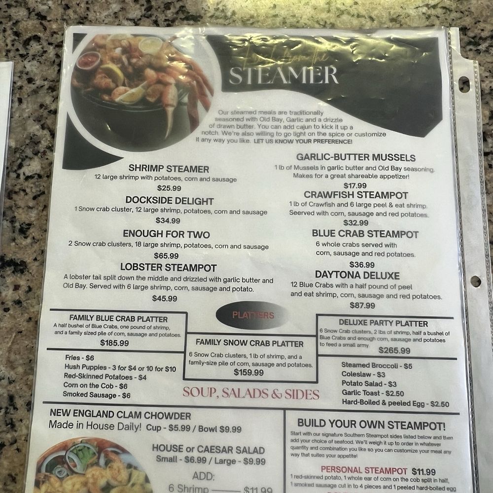 Macker Seafood - Menu taken 7.4.2026 - Seafood Near Me - Daytona Beach, Florida Macker Seafood - Menu taken 7.4.2026 - Seafood Near Me - Daytona Beach, Florida