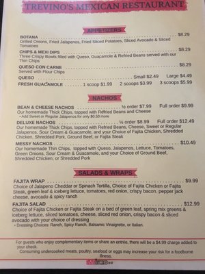 Menu photo 4 Trevino's Mexican Restaurant Tuttle, OK
