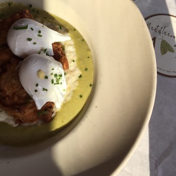 Meddlesome Moth - Fried chicken, poached eggs and verde grits - Bars Near Me - Dallas, Texas Meddlesome Moth - Fried chicken, poached eggs and verde grits - Bars Near Me - Dallas, Texas
