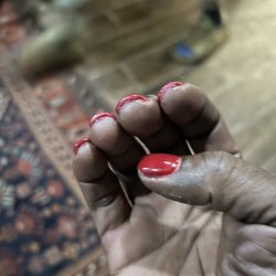 Organic Nails - Dried up paint inside nails after she removed some n then left me with this