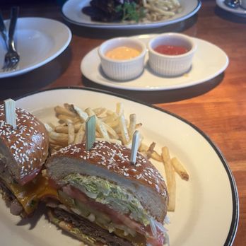 Hillstone - Cheeseburger with fries. - New American Near Me - San Francisco, California Hillstone - Cheeseburger with fries. - New American Near Me - San Francisco, California
