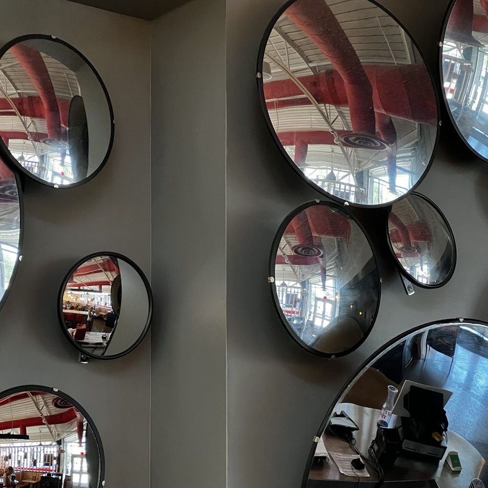The mirrors were fun with red interior. The mirrors were fun with red interior.