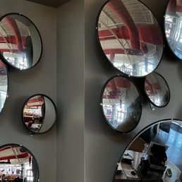 The mirrors were fun with red interior. The mirrors were fun with red interior.