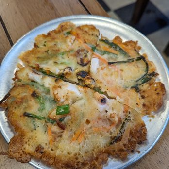ToBang - Seafood Pancake - about the size of a personal pan pizza - Korean Near Me - Santa Clara, California ToBang - Seafood Pancake - about the size of a personal pan pizza - Korean Near Me - Santa Clara, California