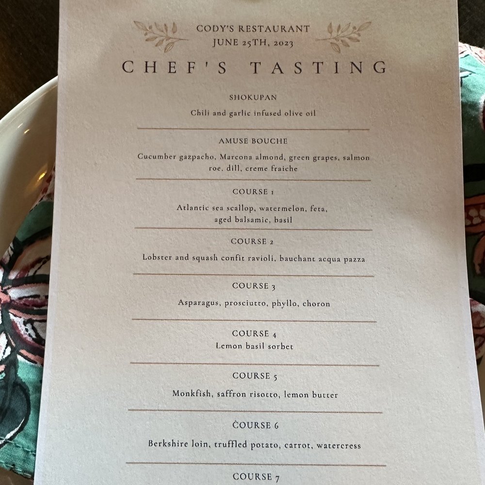 Cody's Restaurant - The evening's menu. - New American Near Me - New Braunfels, Texas