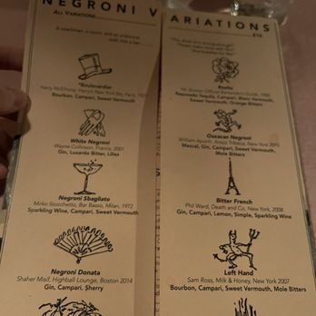 Tina's - Negroni Menu - Bars Near Me - Pittsburgh, Pennsylvania