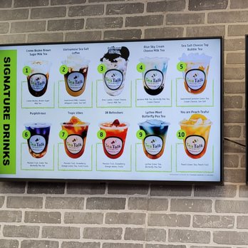 TeaTalk Boba - a menu and a sign on a brick wall - Bubble Tea Near Me - Harwood Heights, Illinois TeaTalk Boba - a menu and a sign on a brick wall - Bubble Tea Near Me - Harwood Heights, Illinois