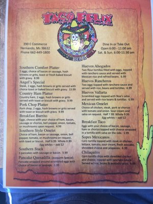 Menu photo 6 Taco Felix Hernando, MS Menu photo 6 Taco Felix Hernando, MS
