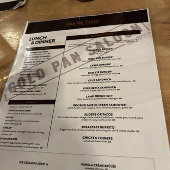 The Gold Pan Saloon - Part of the menu - Gastropubs Near Me - Breckenridge, Colorado The Gold Pan Saloon - Part of the menu - Gastropubs Near Me - Breckenridge, Colorado