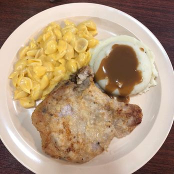 T & J's Corner Cafe - fried pork chop, mashed potatoes + brown gravy, and shells n cheese - Breakfast & Brunch Near Me - Advance, Missouri